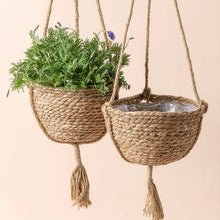Load image into Gallery viewer, Seagrass Brown hanging Pot - 9 Inch