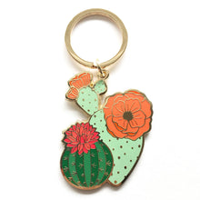 Load image into Gallery viewer, Blooming Cacti Plant Keychain | Summer Gift + Garden Gift
