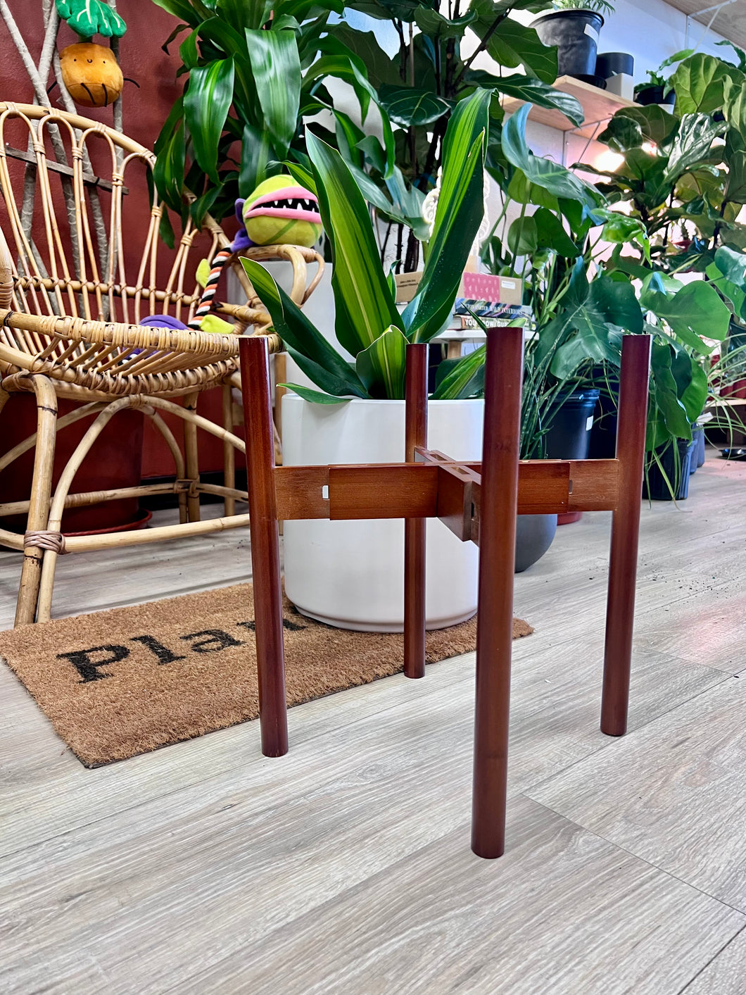 Cherry wood Bamboo Plant Stand- Adjustable size 8- 12