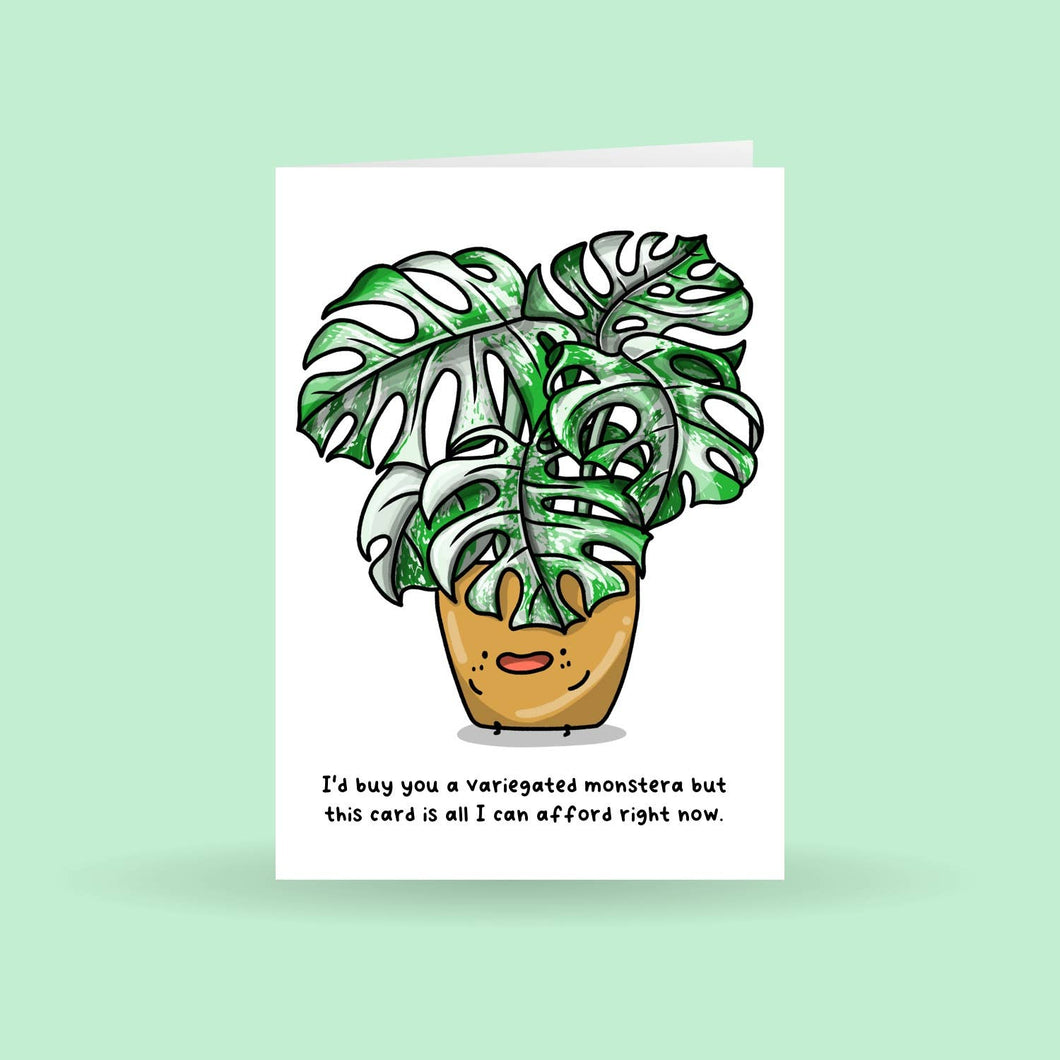 Variegated Monstera Plant Greeting Card