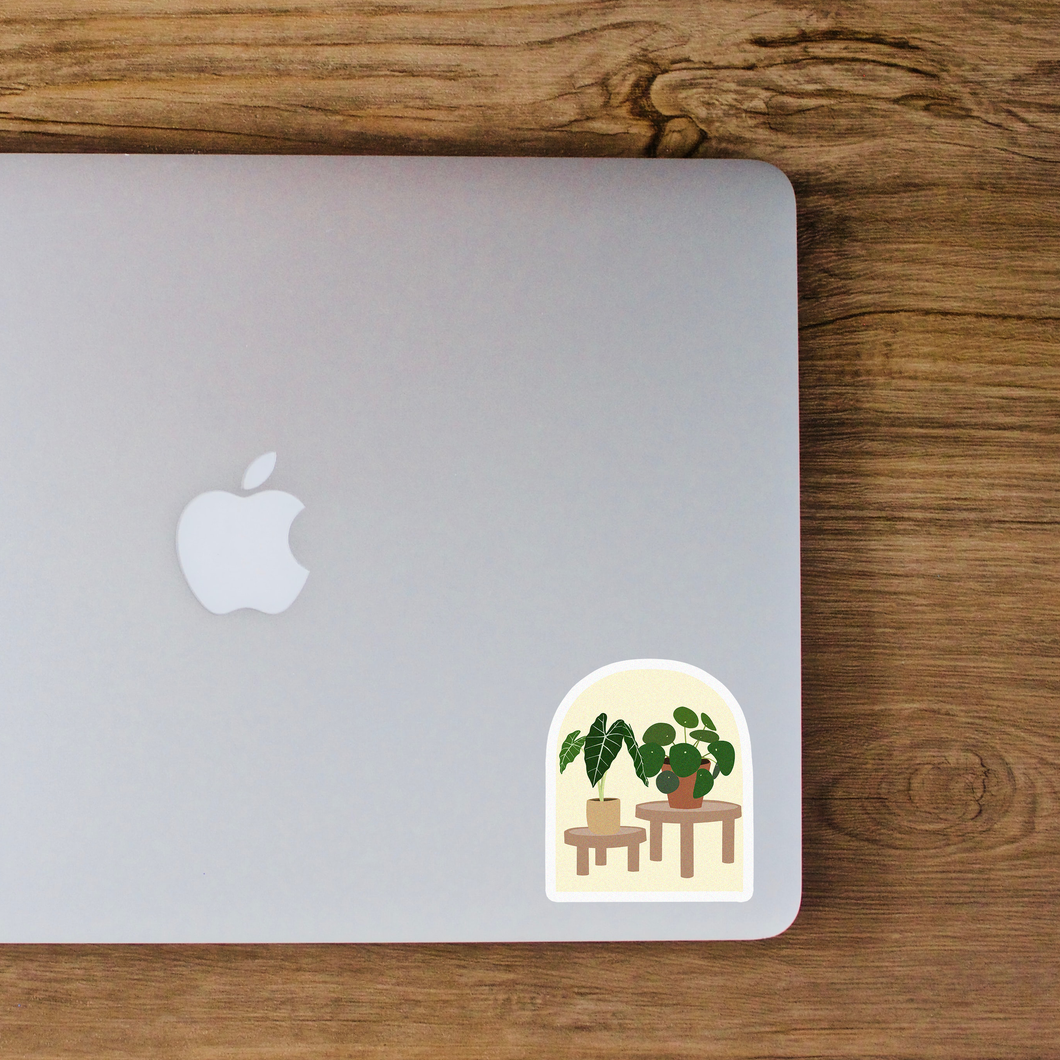 Wood Shelf Plant Arch Sticker